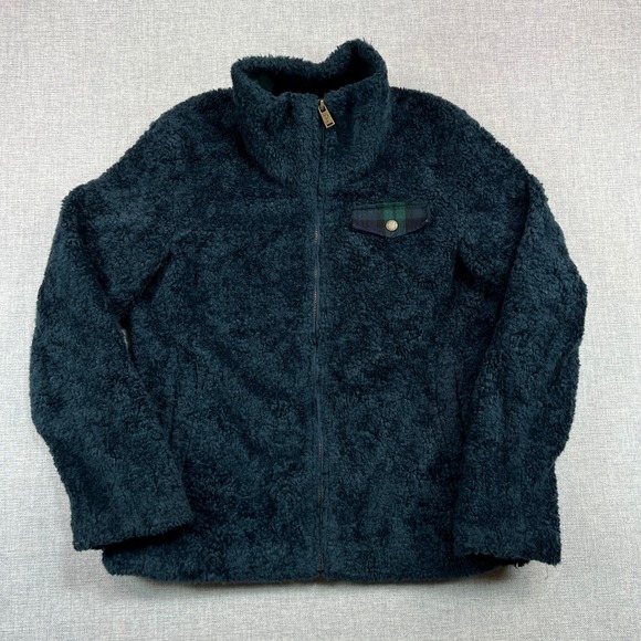 Pendleton Fuzzy Zip Fleece Teddy Jacket Women S Blackwatch Plaid Liner Cottage - Picture 1 of 10
